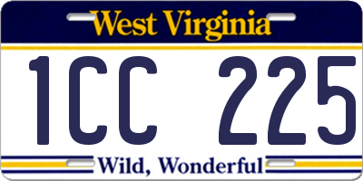 WV license plate 1CC225