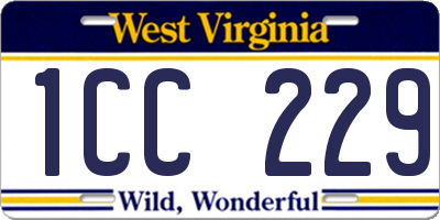 WV license plate 1CC229