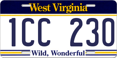 WV license plate 1CC230
