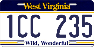 WV license plate 1CC235