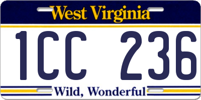 WV license plate 1CC236
