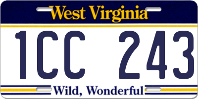 WV license plate 1CC243