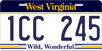 WV license plate 1CC245