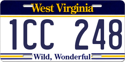 WV license plate 1CC248