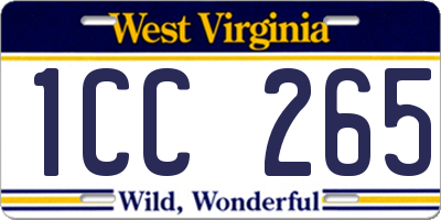 WV license plate 1CC265