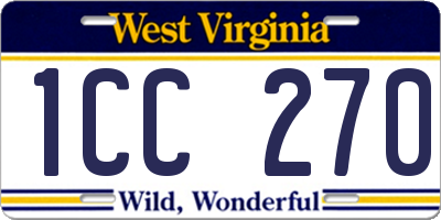 WV license plate 1CC270