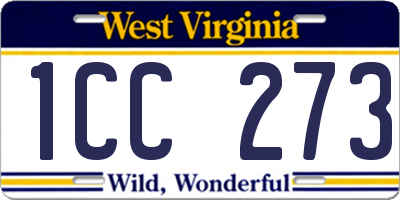 WV license plate 1CC273