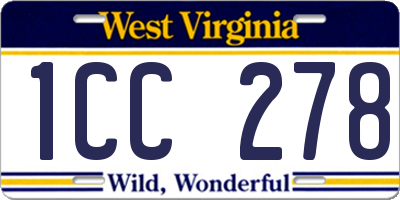 WV license plate 1CC278