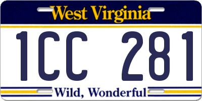 WV license plate 1CC281