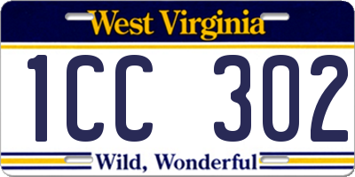WV license plate 1CC302