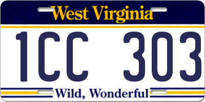 WV license plate 1CC303