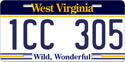 WV license plate 1CC305