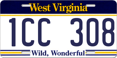 WV license plate 1CC308