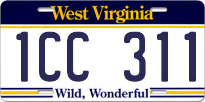 WV license plate 1CC311