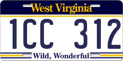 WV license plate 1CC312