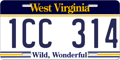WV license plate 1CC314