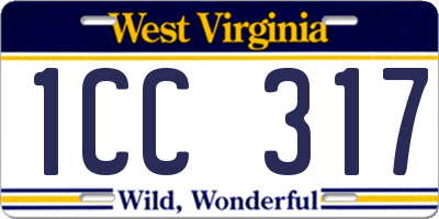 WV license plate 1CC317