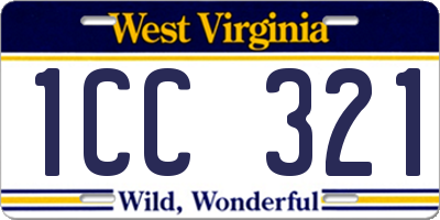 WV license plate 1CC321