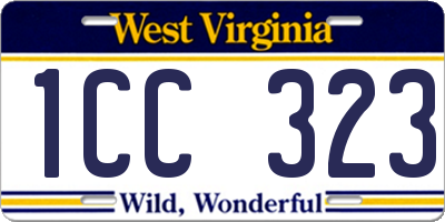 WV license plate 1CC323