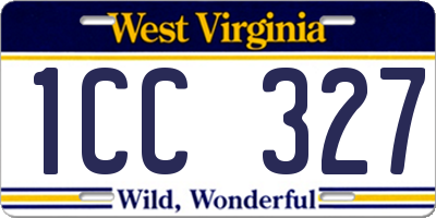 WV license plate 1CC327