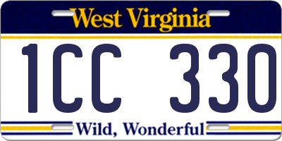 WV license plate 1CC330