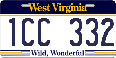 WV license plate 1CC332