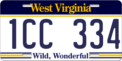 WV license plate 1CC334