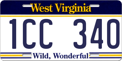 WV license plate 1CC340