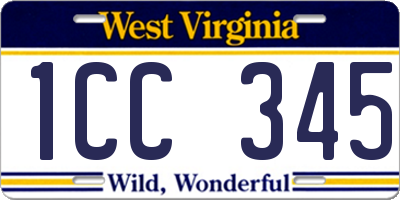 WV license plate 1CC345