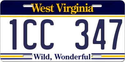 WV license plate 1CC347