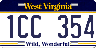 WV license plate 1CC354
