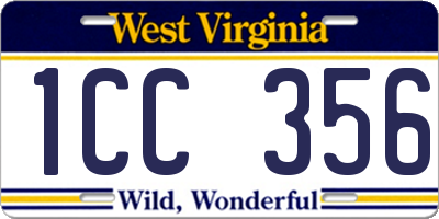 WV license plate 1CC356
