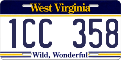 WV license plate 1CC358