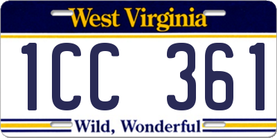 WV license plate 1CC361