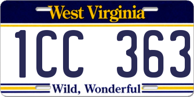 WV license plate 1CC363