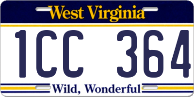 WV license plate 1CC364