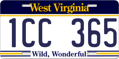 WV license plate 1CC365