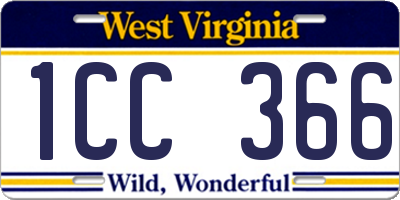 WV license plate 1CC366