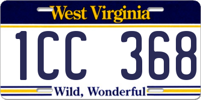 WV license plate 1CC368