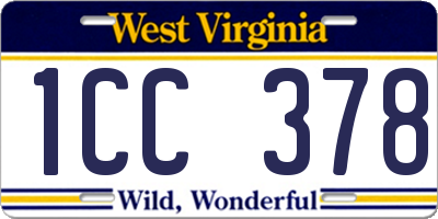 WV license plate 1CC378