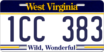 WV license plate 1CC383