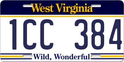 WV license plate 1CC384
