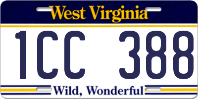 WV license plate 1CC388