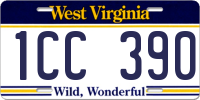 WV license plate 1CC390