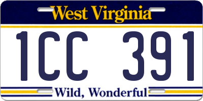 WV license plate 1CC391