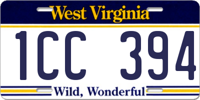 WV license plate 1CC394