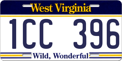 WV license plate 1CC396