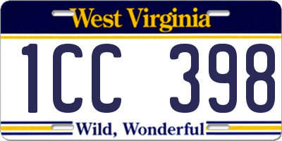 WV license plate 1CC398