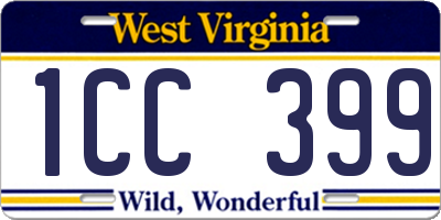 WV license plate 1CC399