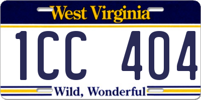 WV license plate 1CC404